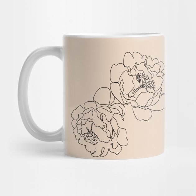 Two Peonies line drawing minimalist flower design by From Mars